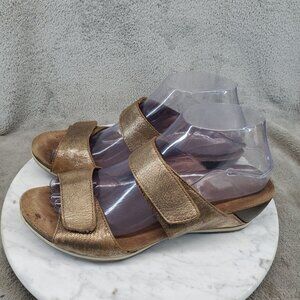 Dansko Shoes Womens EU 38 US 7.5-8 Gold Leather Nappa Wedge Sandals